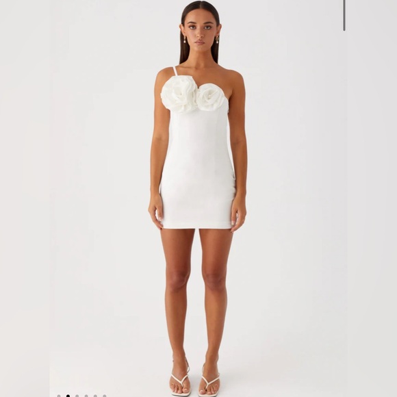 Peppermayo Dresses & Skirts - Peppermayo White elijah Mini Dress floral appliqué‎ cotton sz 8 nwt